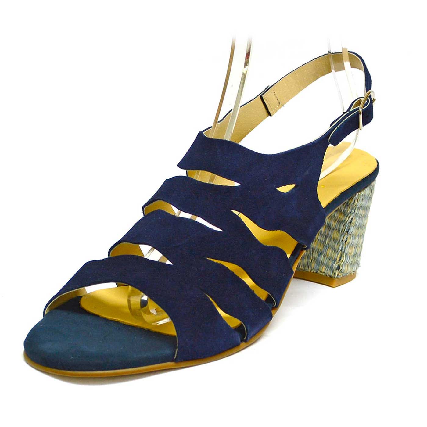 sandales velours bleu, chaussures femme grande taille