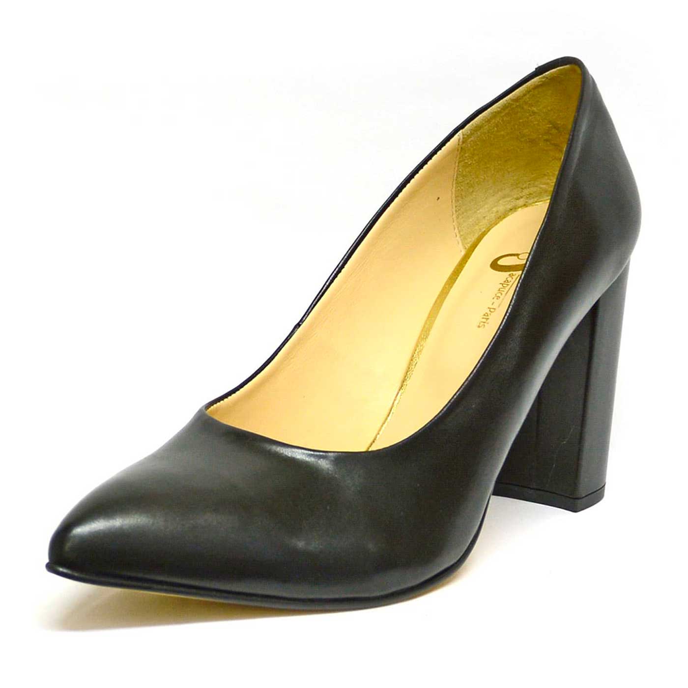 escarpins cuir lisse noir, chaussures femme grande taille