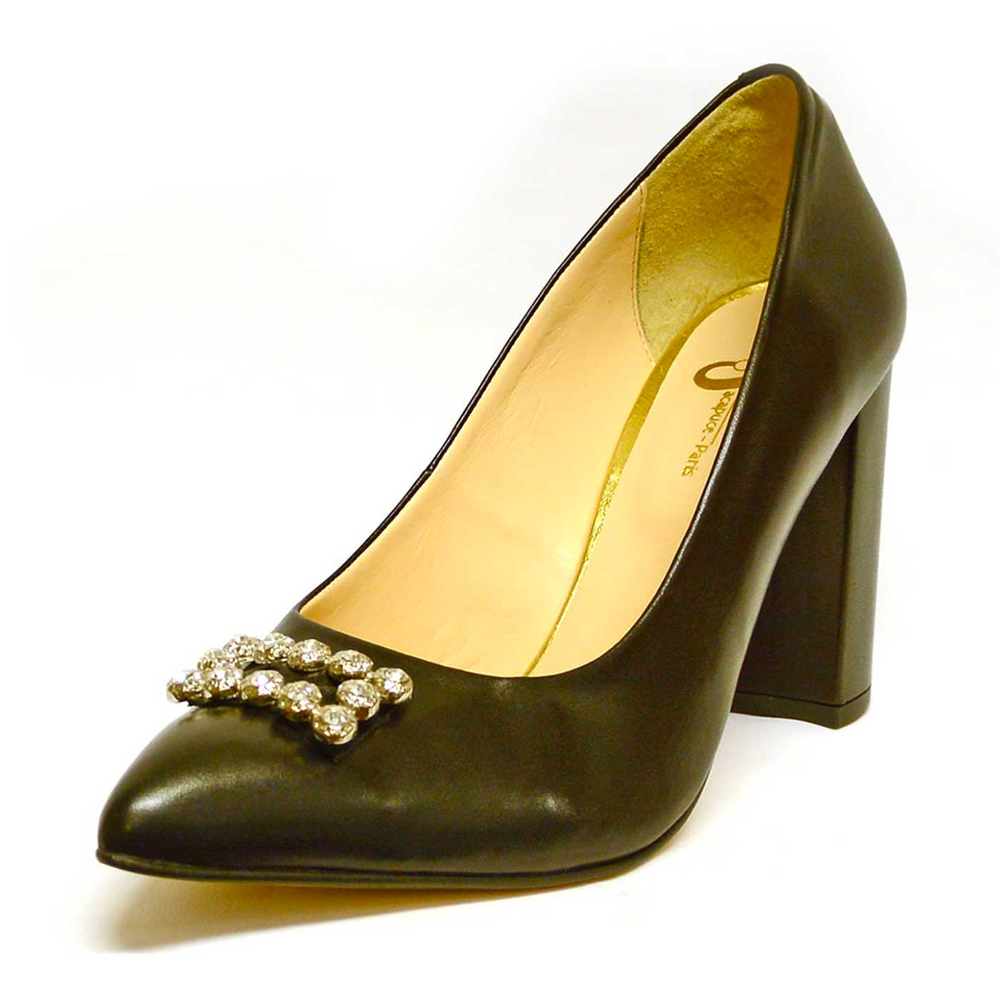 escarpins cuir lisse noir, chaussures femme grande taille