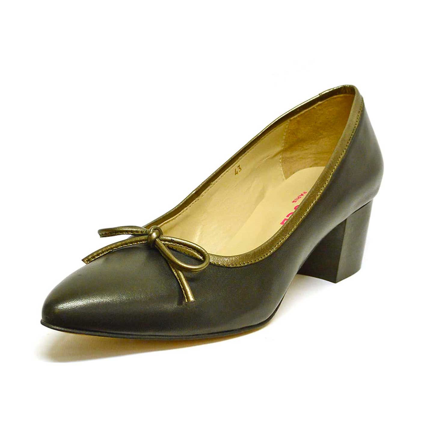 trotteurs cuir lisse bronze noir, chaussures femme grande taille