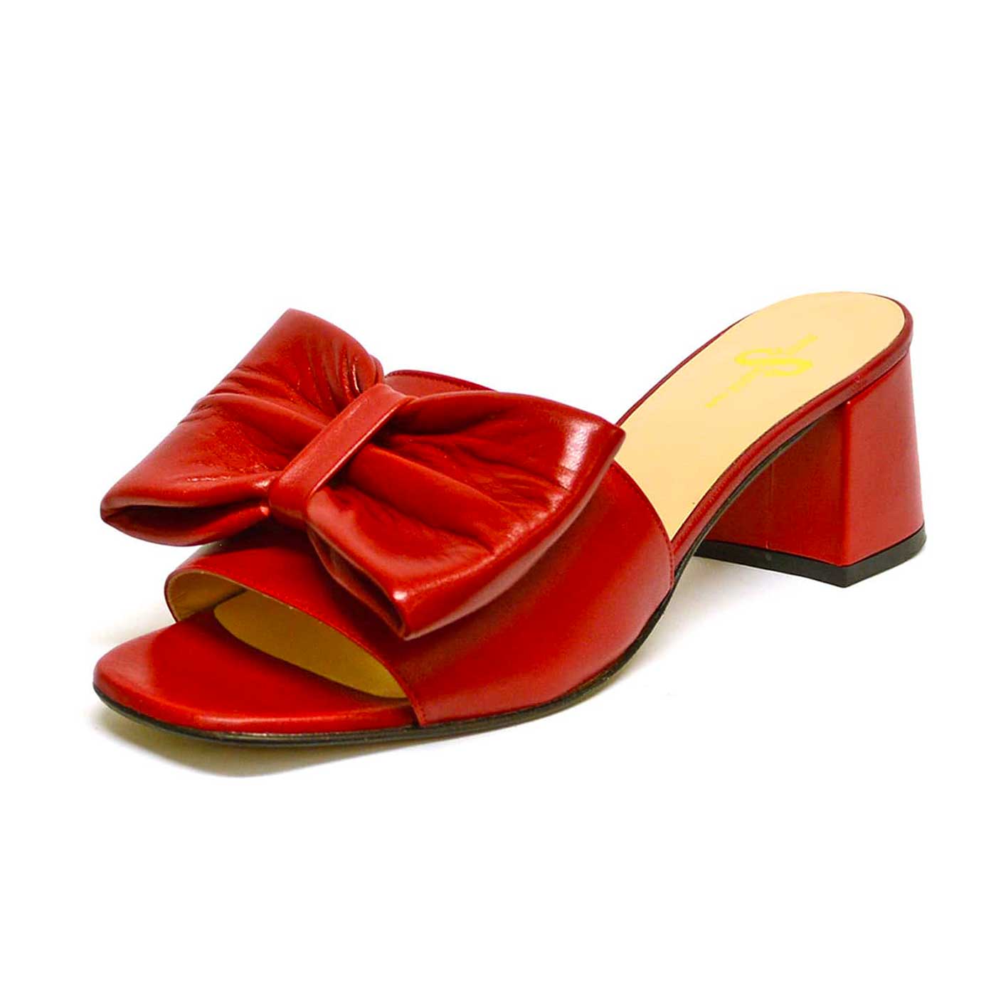 mules cuir lisse rouge, chaussures femme grande taille