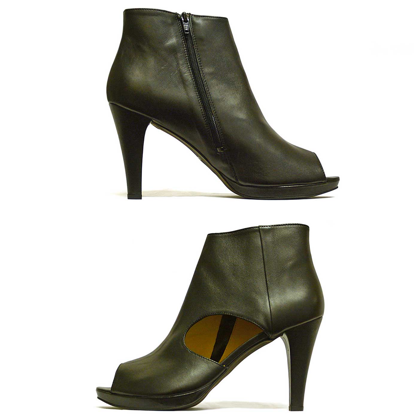 bottines cuir lisse noir, chaussures femme grande taille