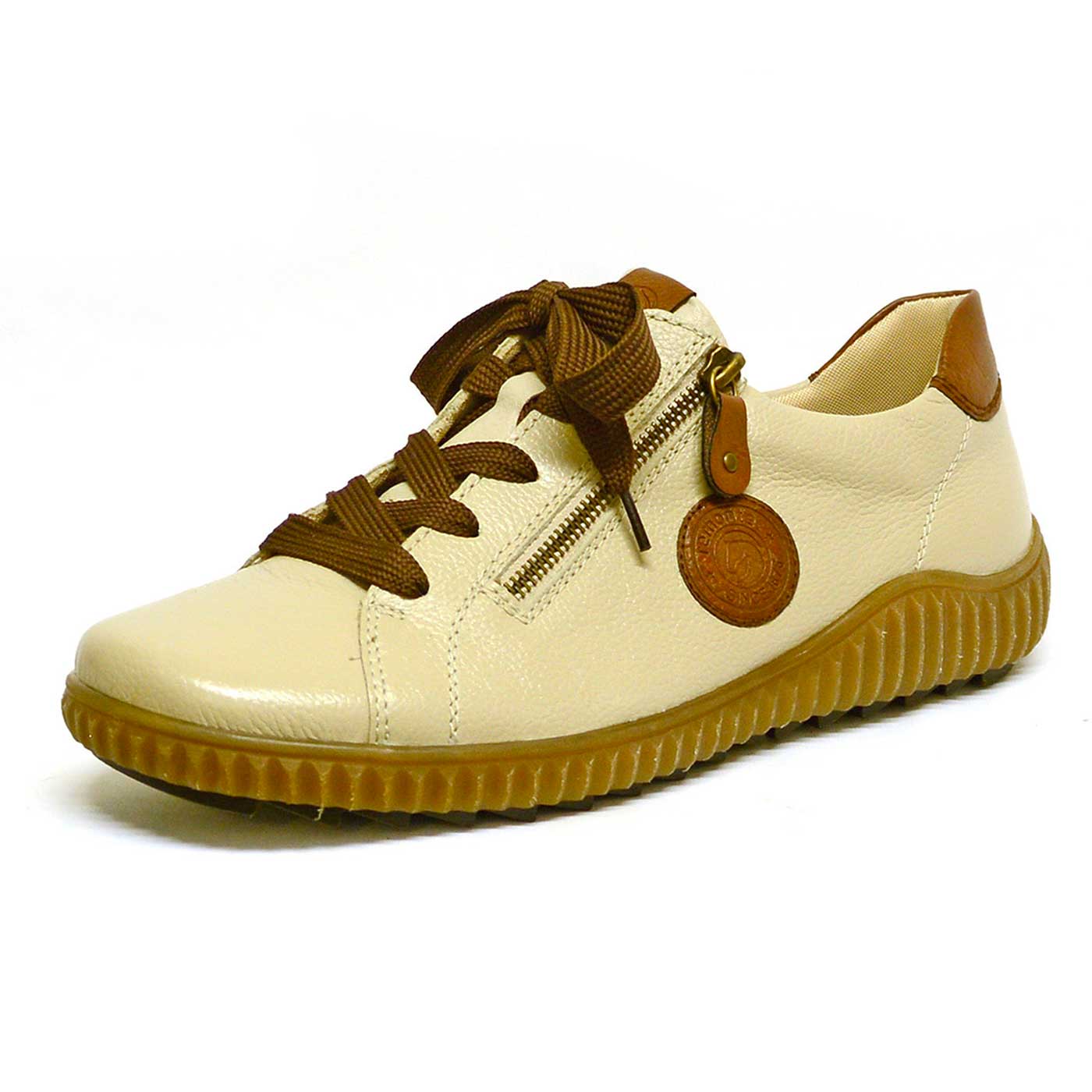 basket cuir grainé beige, chaussures femme grande taille