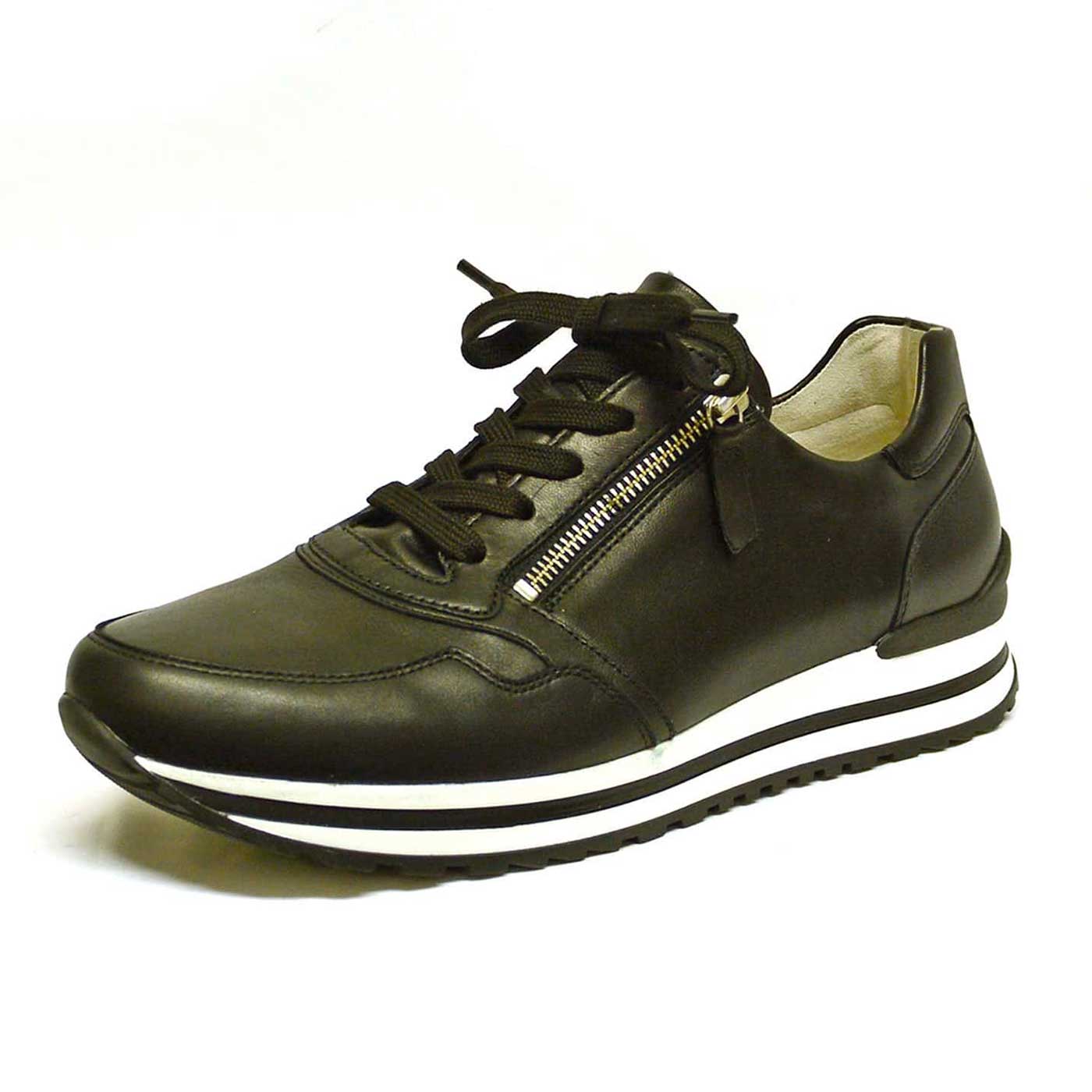 basket cuir lisse noir, chaussures femme grande taille