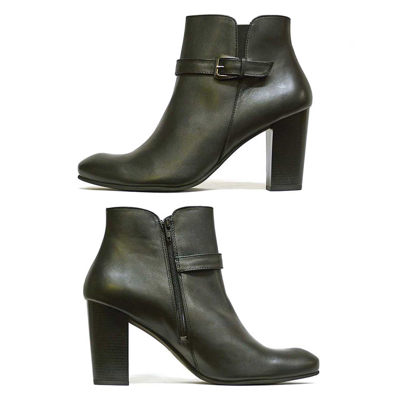 bottines cuir lisse noir, chaussures femme grande taille