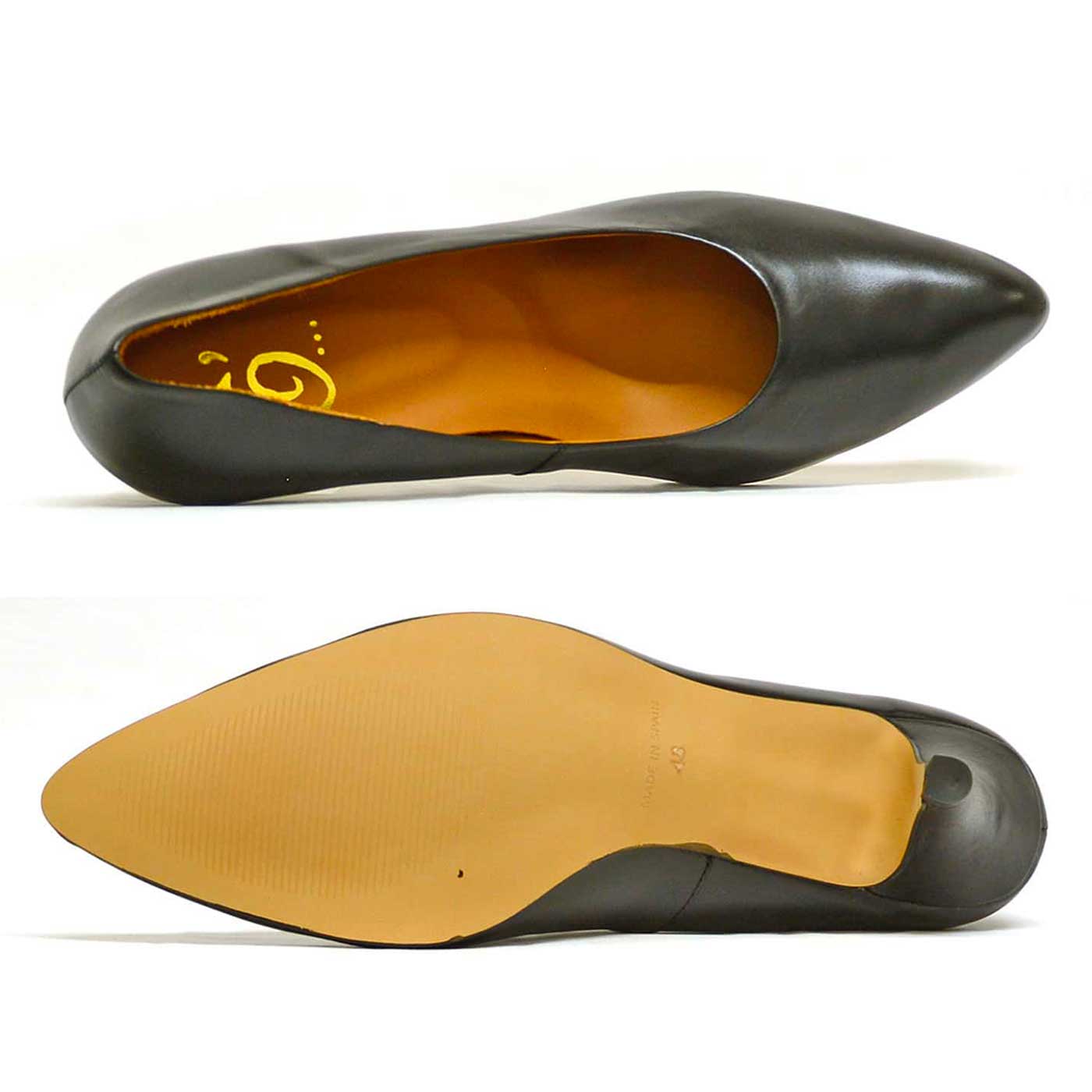 escarpins cuir lisse noir, chaussures femme grande taille