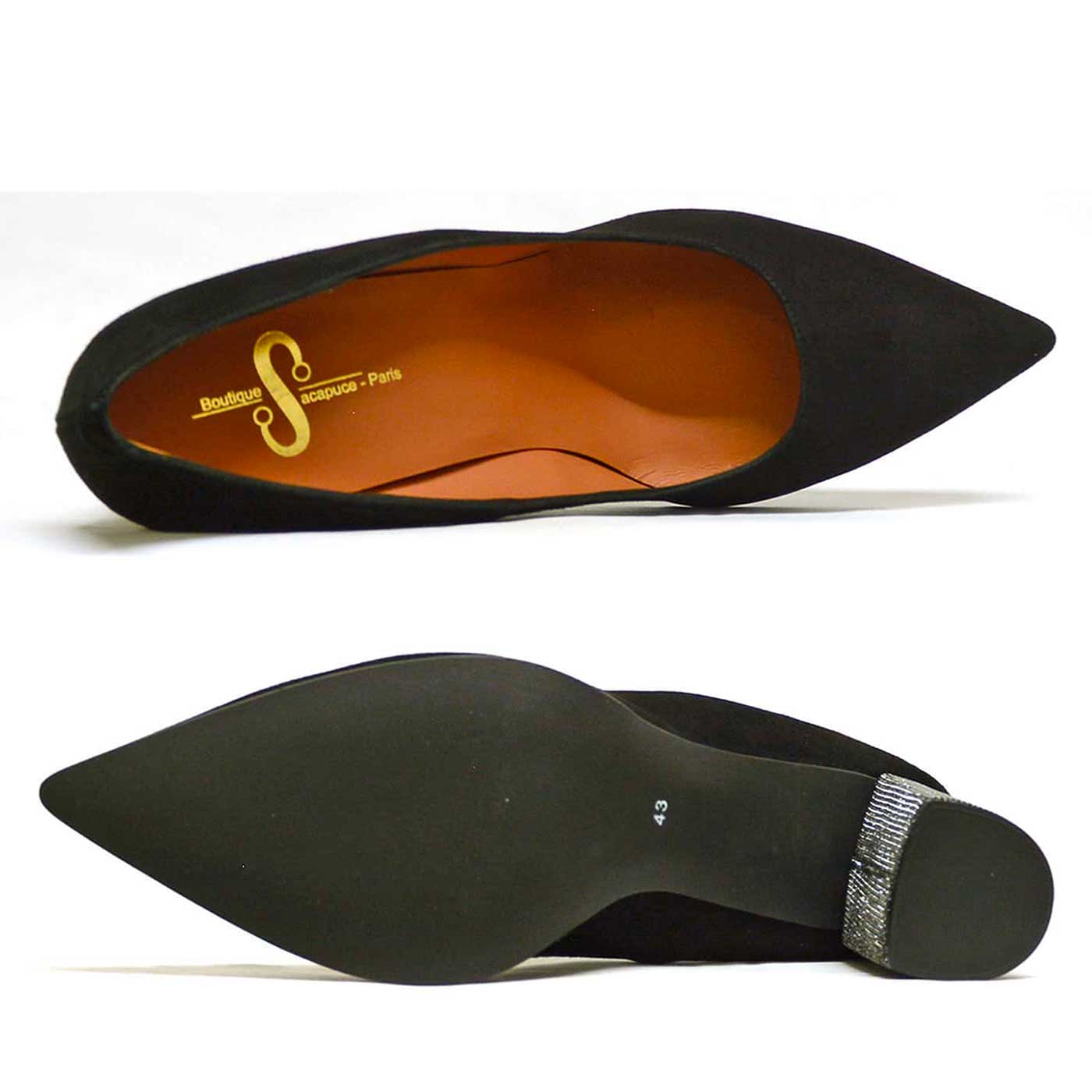 escarpins à paillettes noir, chaussures femme grande taille