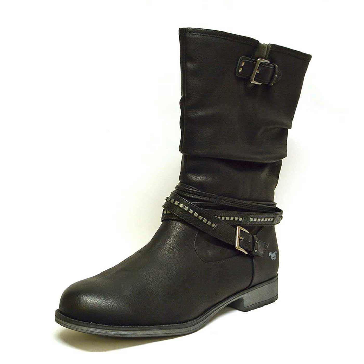 bottes simili cuir noir, chaussures femme grande taille