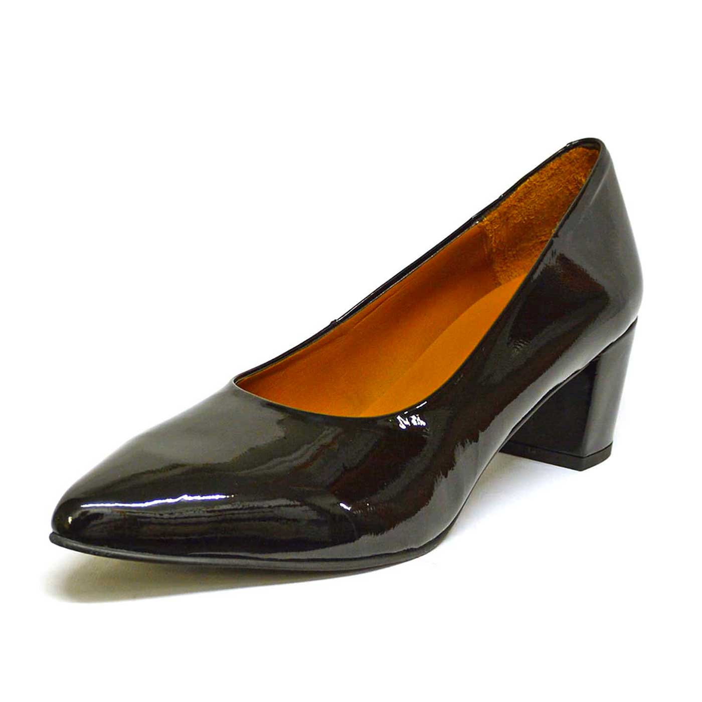 trotteurs vernis noir chaussures femme grande taille