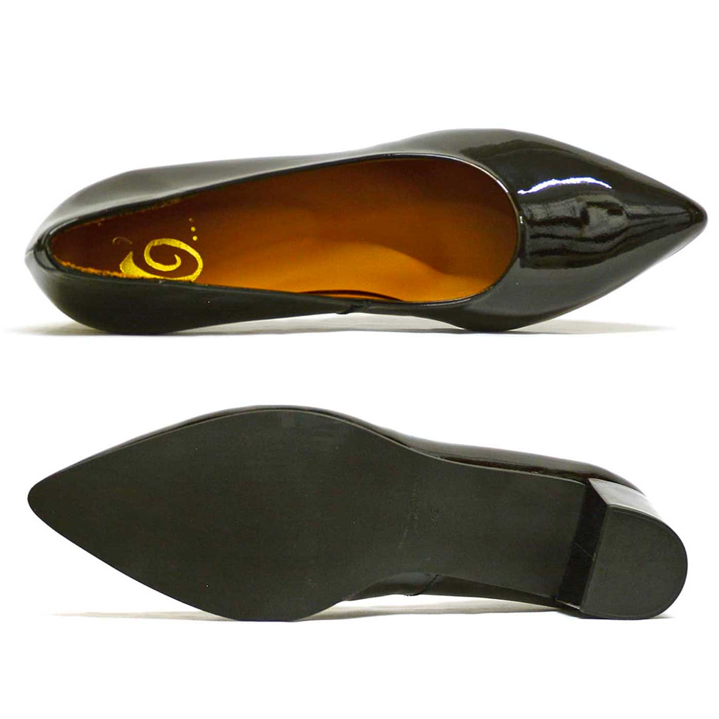 trotteurs vernis noir, chaussures femme grande taille