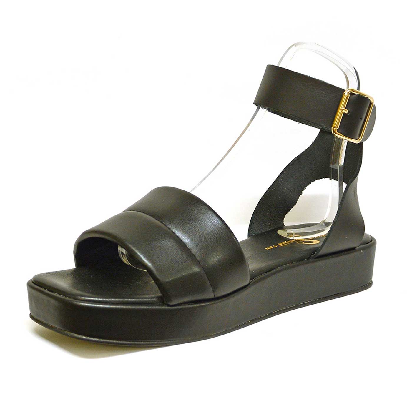 sandales cuir lisse noir, chaussures femme grande taille