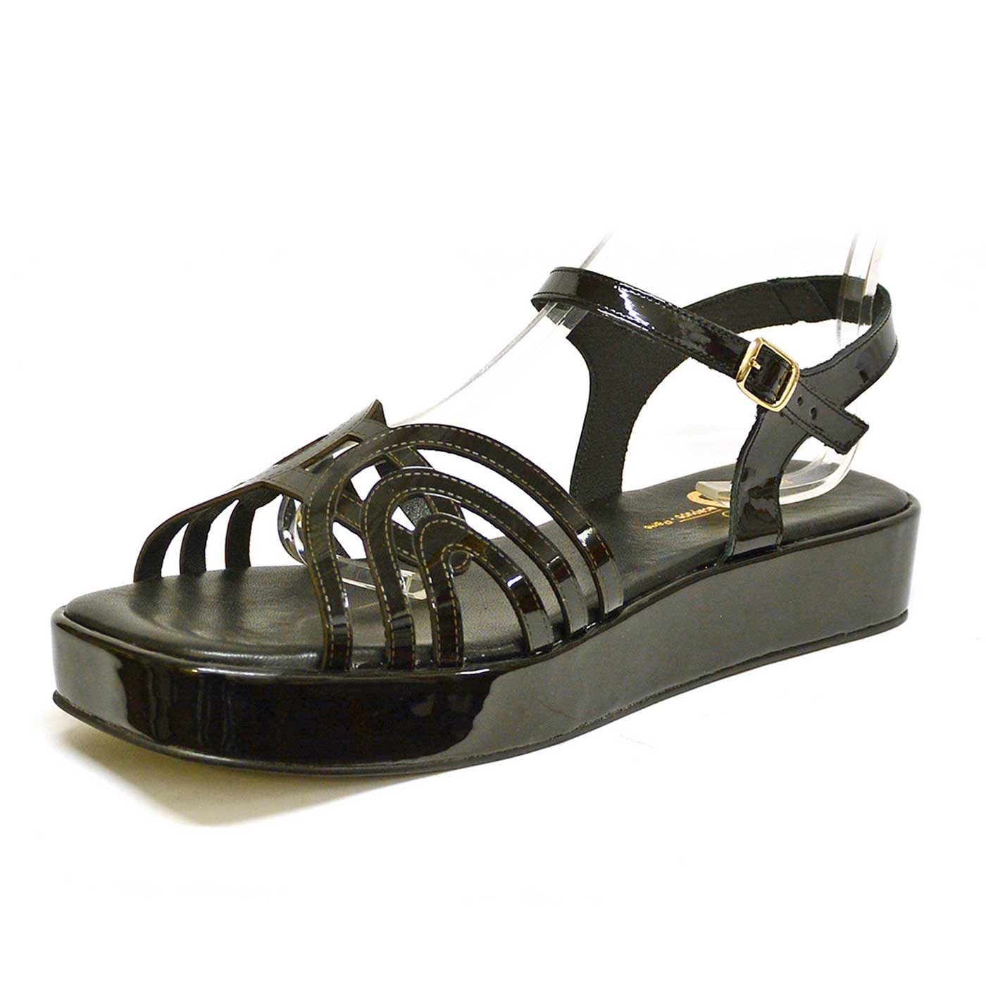 sandales vernis noir, chaussures femme grande taille