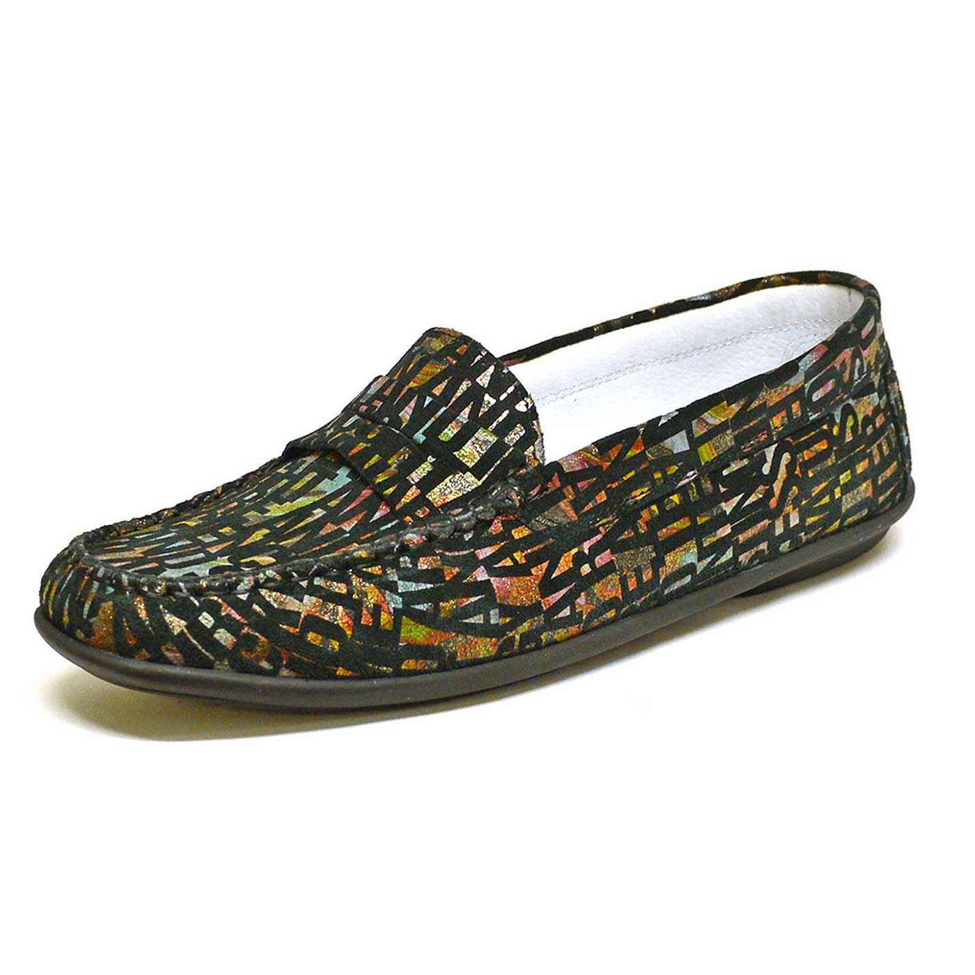 mocassins métallisées noir, chaussures femme grande taille