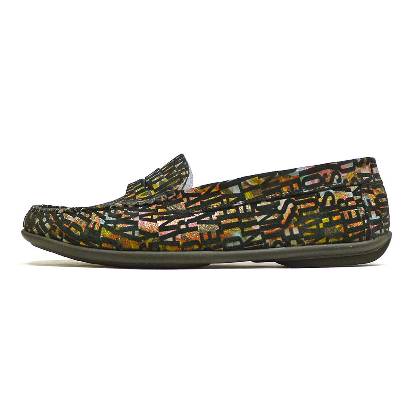 mocassins métallisées noir, chaussures femme grande taille