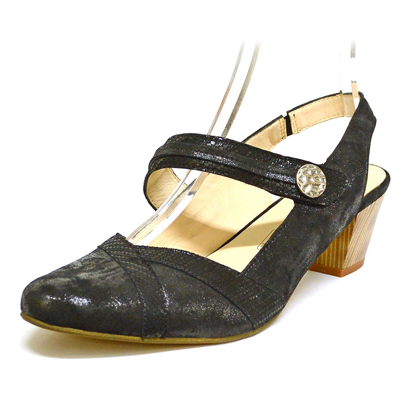 sandales irisé noir, chaussures femme grande taille