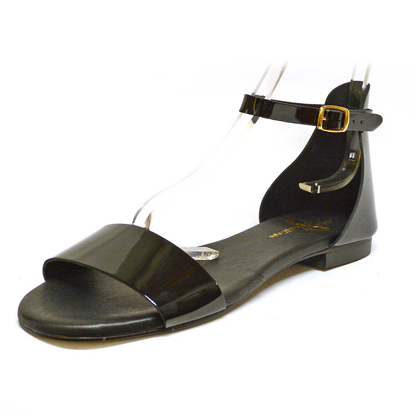 sandales vernis noir, chaussures femme grande taille