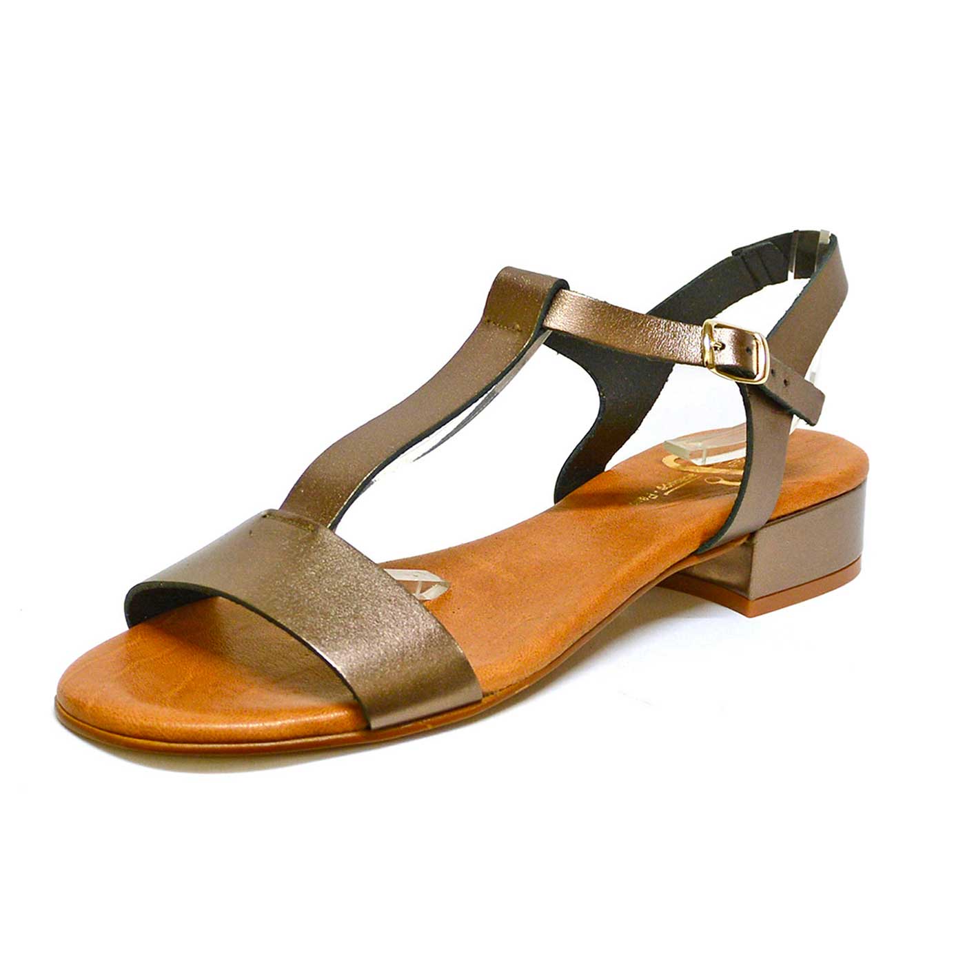 sandales cuir lisse bronze, chaussures femme grande taille