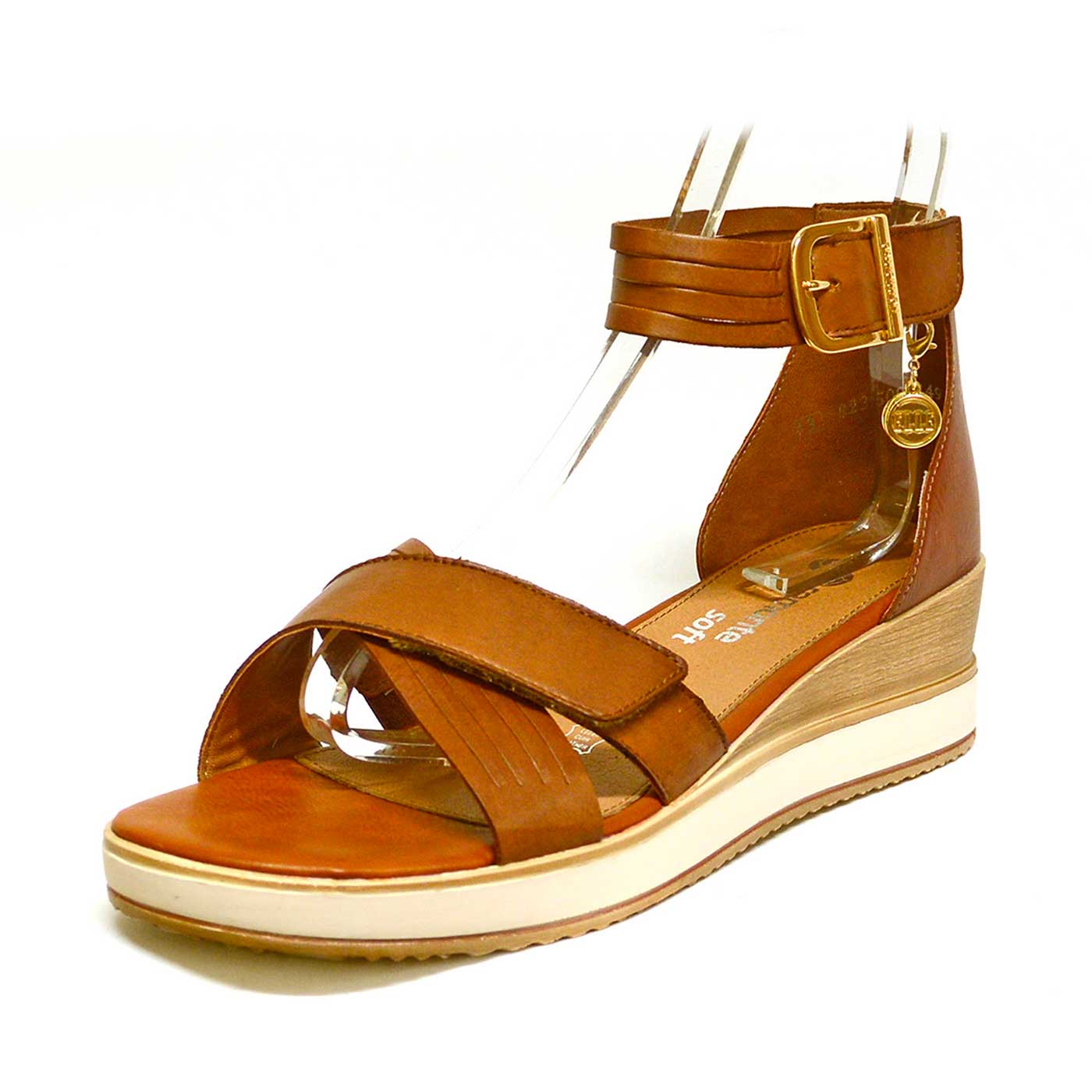 sandalettes cuir lisse marron, chaussures femme grande taille