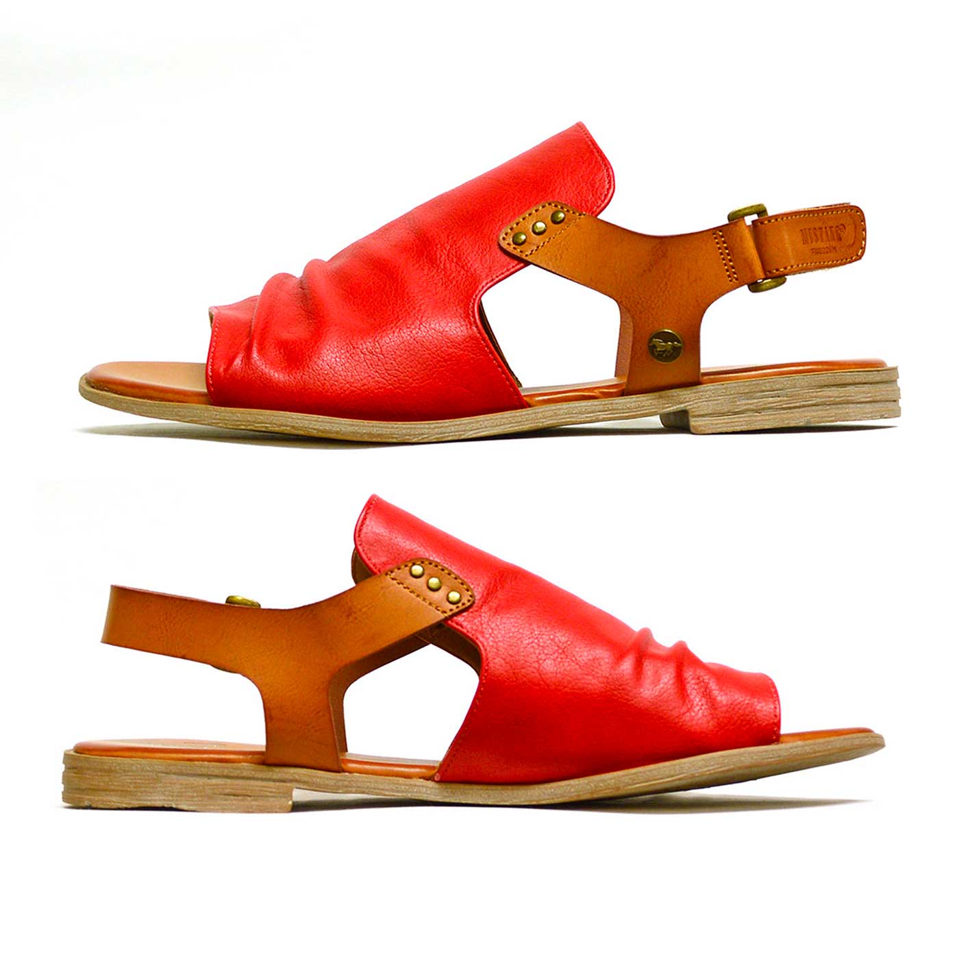 sandalettes simili cuir marron rouge, chaussures femme grande taille