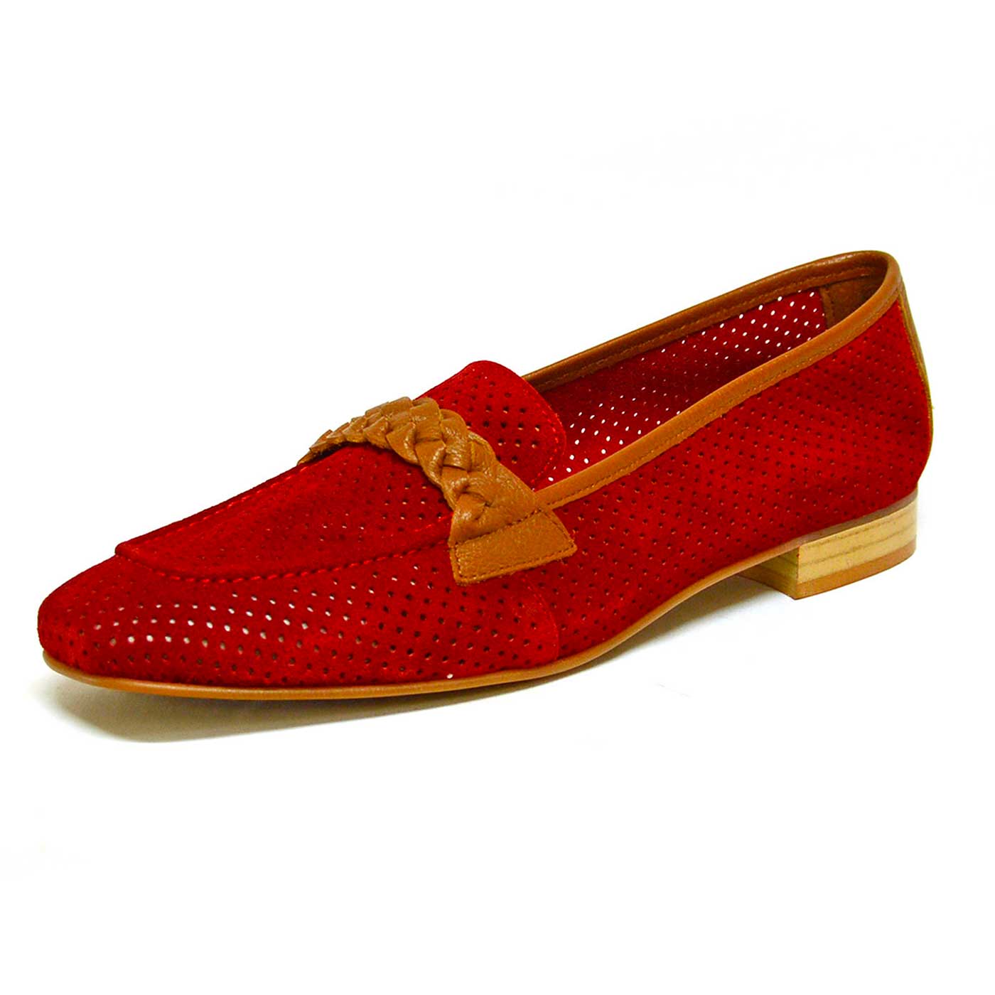 mocassins velours rouge, chaussures femme grande taille