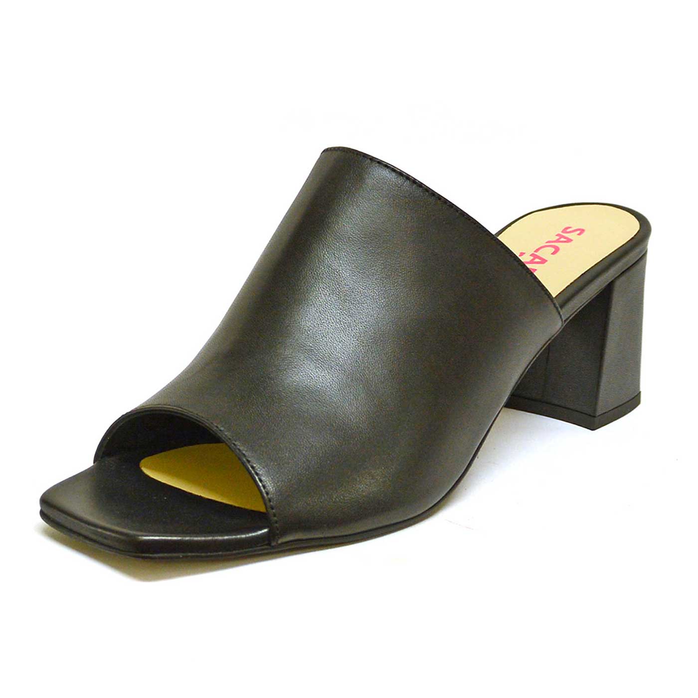 mules cuir lisse noir, chaussures femme grande taille