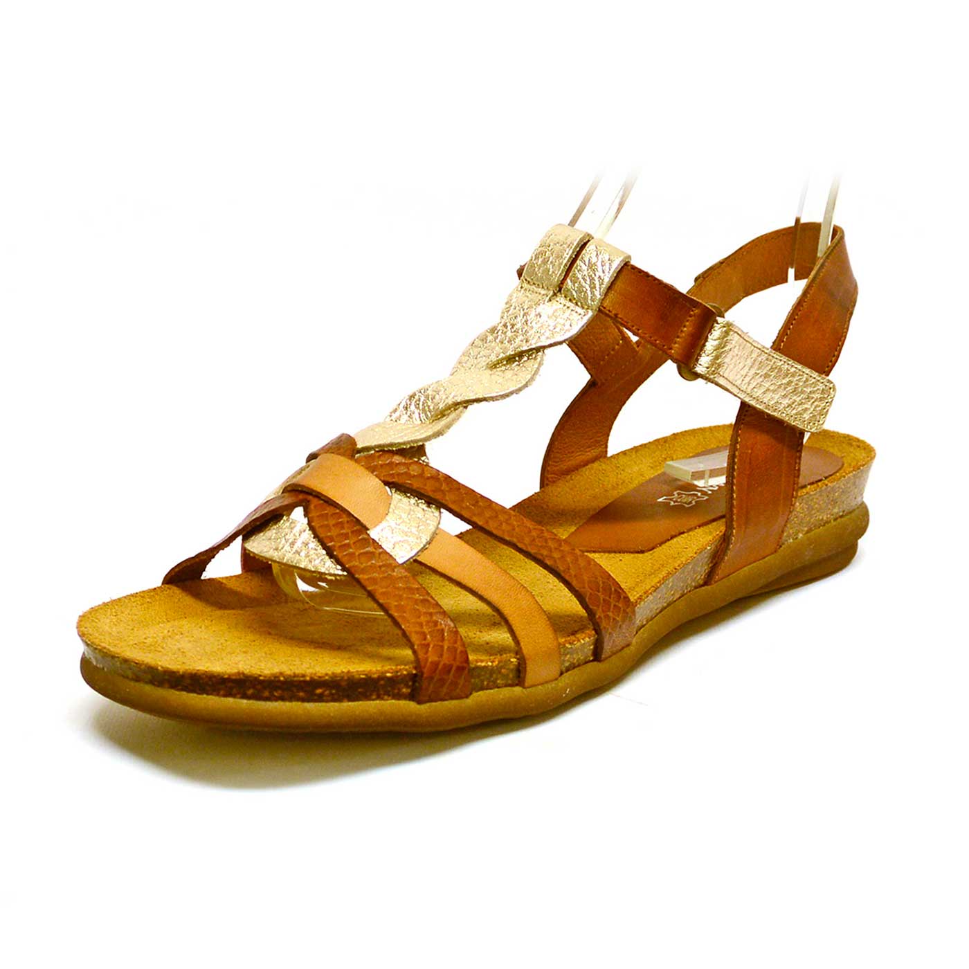 sandalettes cuir lisse marron multicolore platine, chaussures femme grande taille