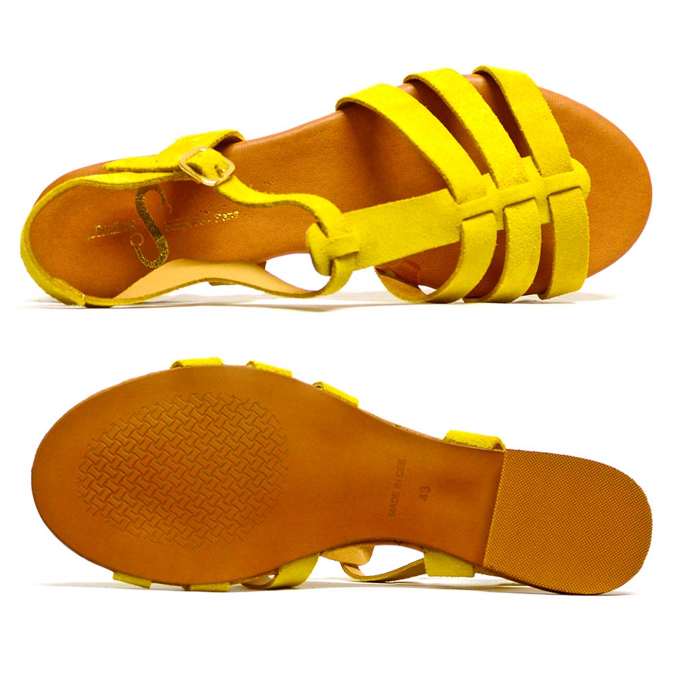 sandalettes velours jaune, chaussures femme grande taille