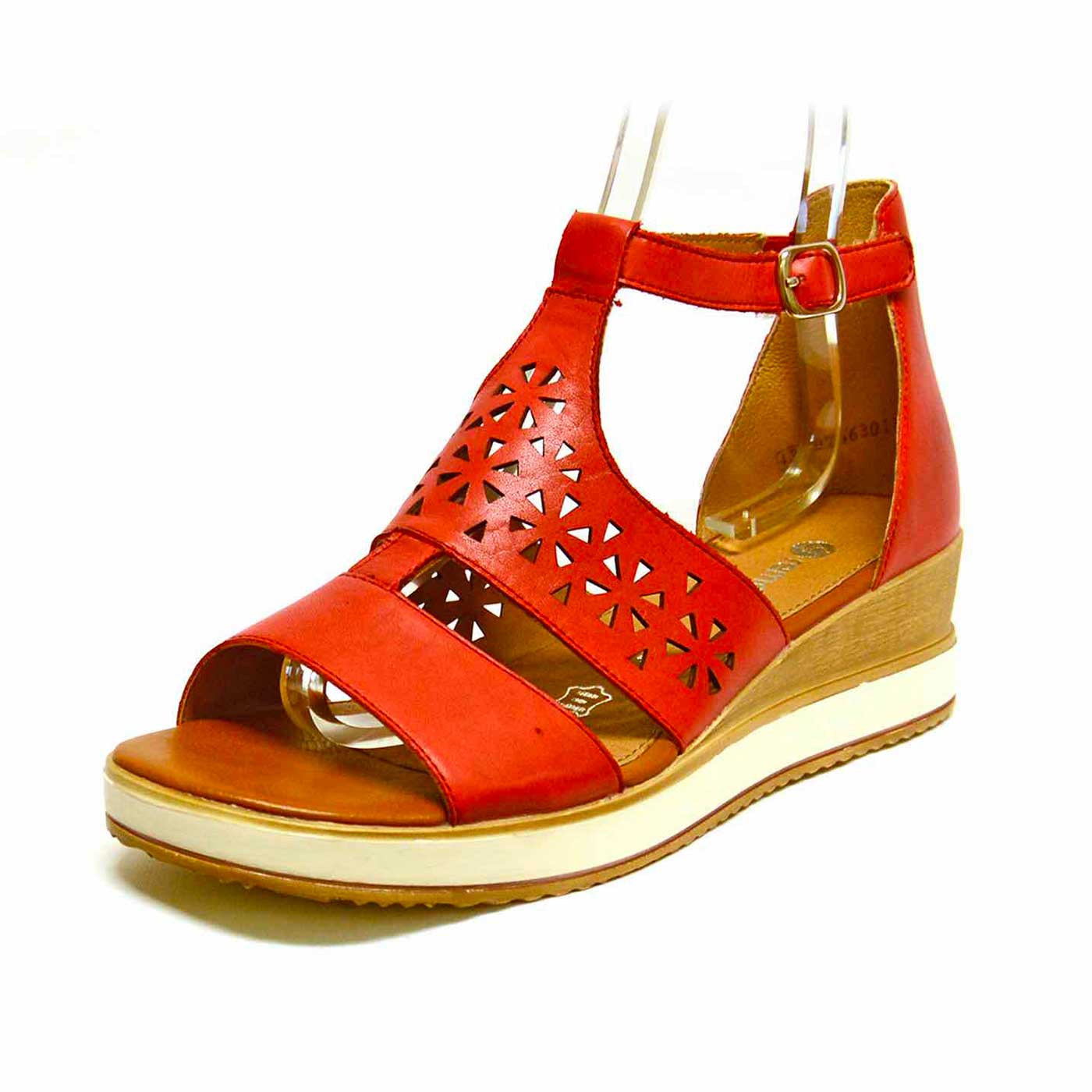 sandalettes cuir lisse rouge, chaussures femme grande taille