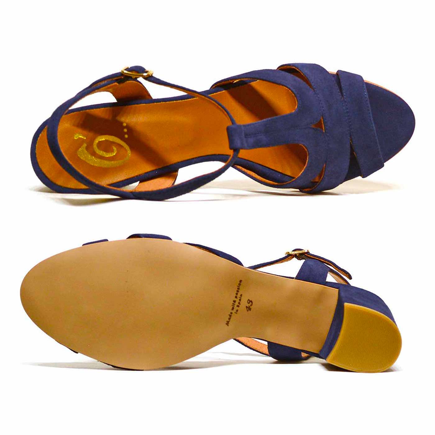 Damenschuhe Sandalen in Übergrößen Blau Velours