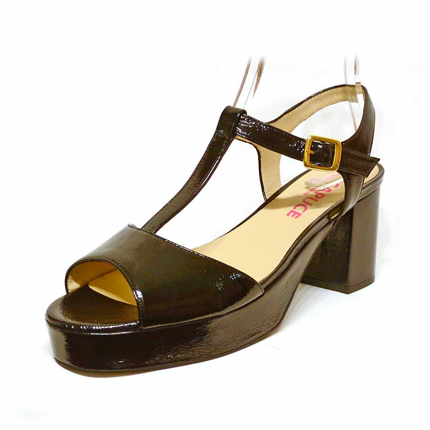 sandales vernis noir, chaussures femme grande taille