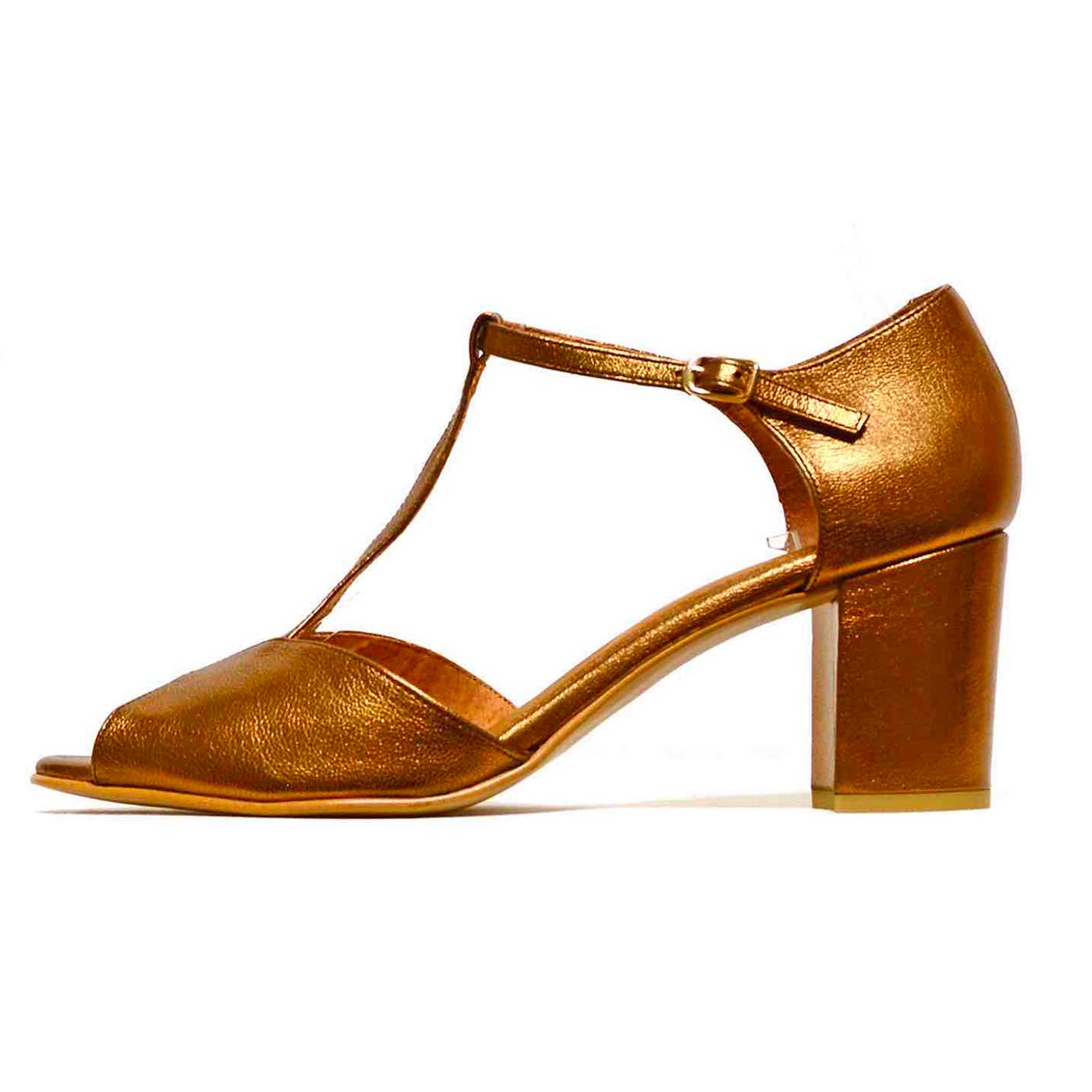 sandales cuir grainé bronze, chaussures femme grande taille