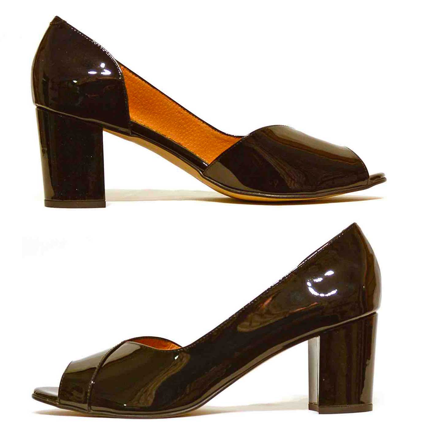 sandales vernis noir, chaussures femme grande taille