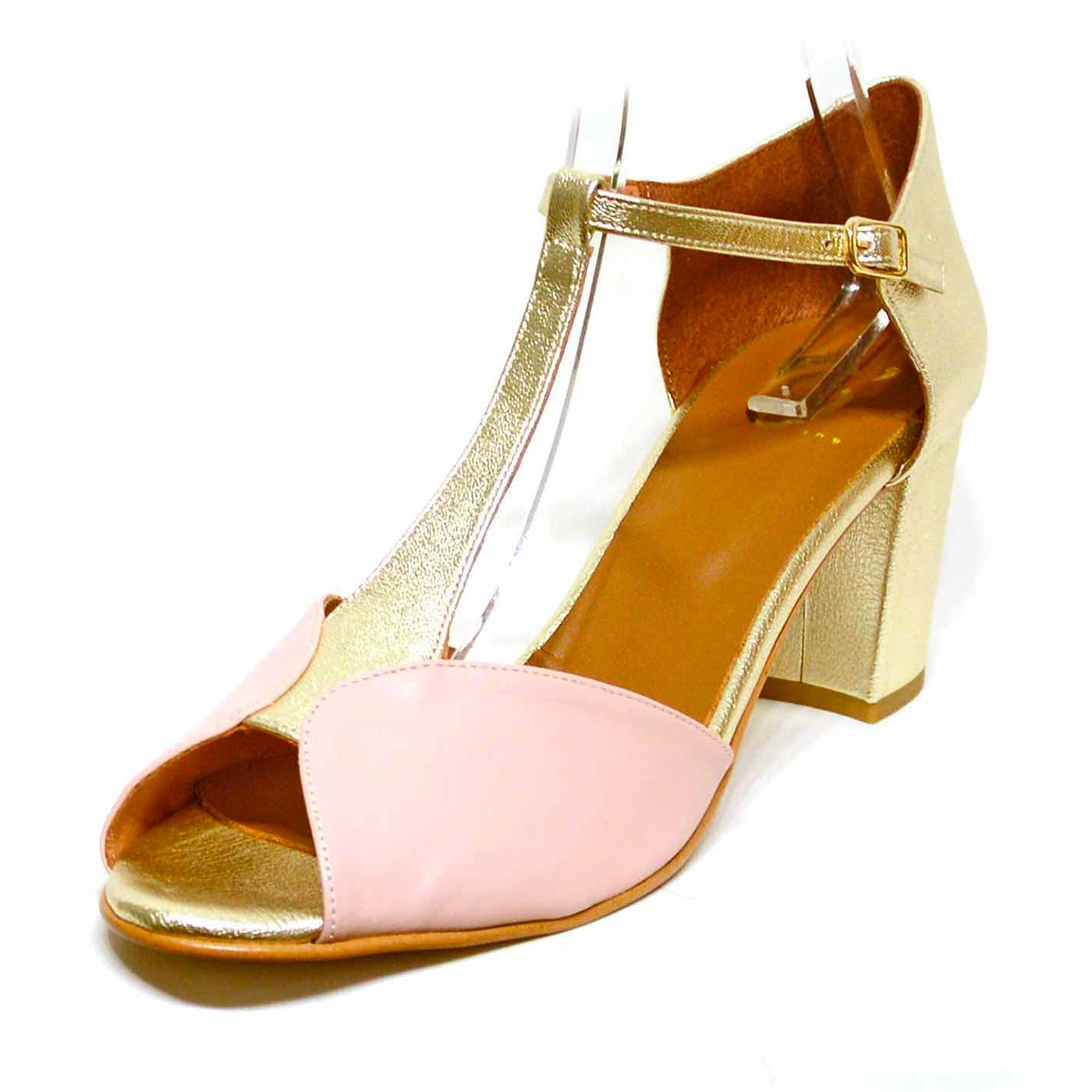 sandales cuir lisse nude platine rose, chaussures femme grande taille