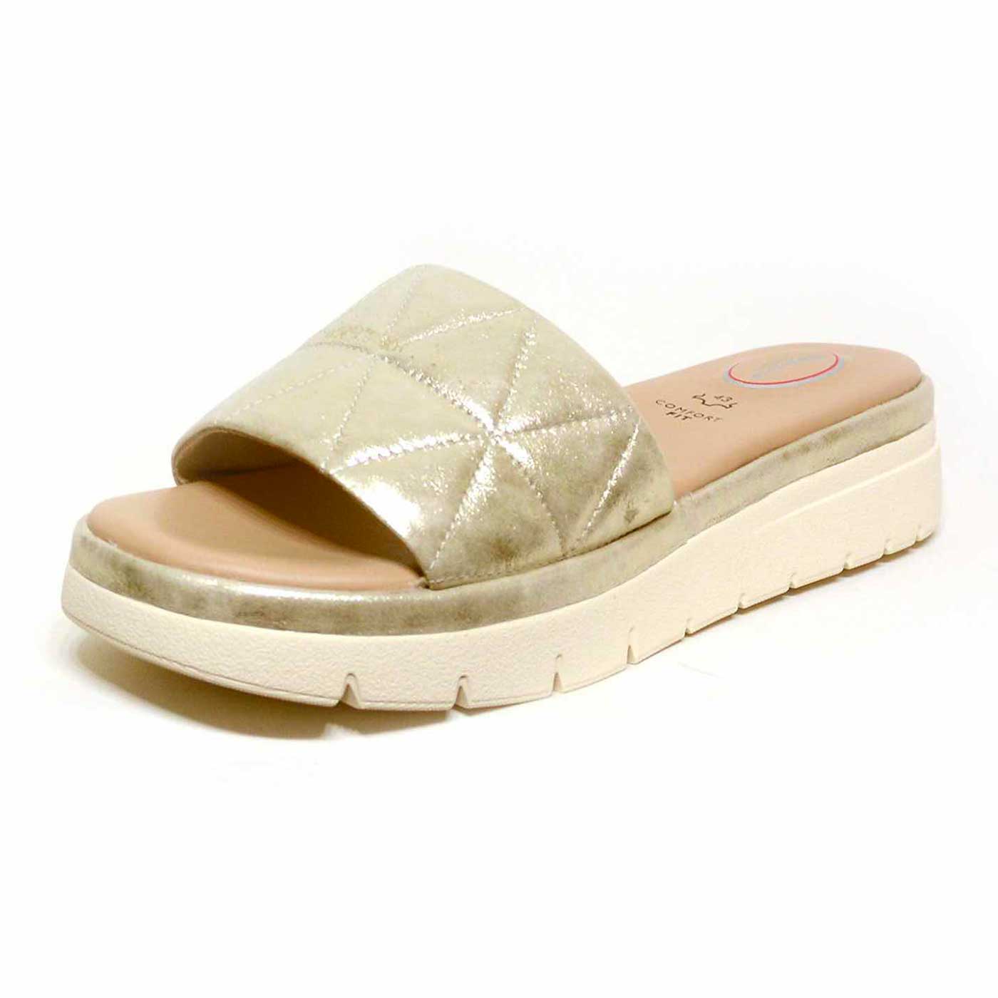 mules cuir lisse platine or, chaussures femme grande taille