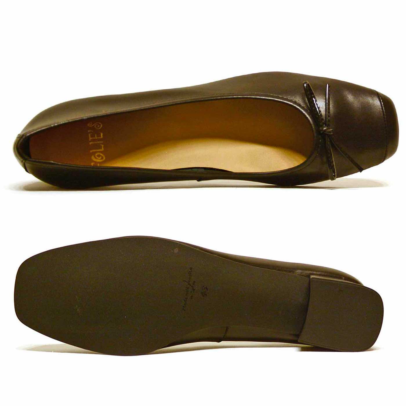 ballerines cuir lisse noir, chaussures femme grande taille