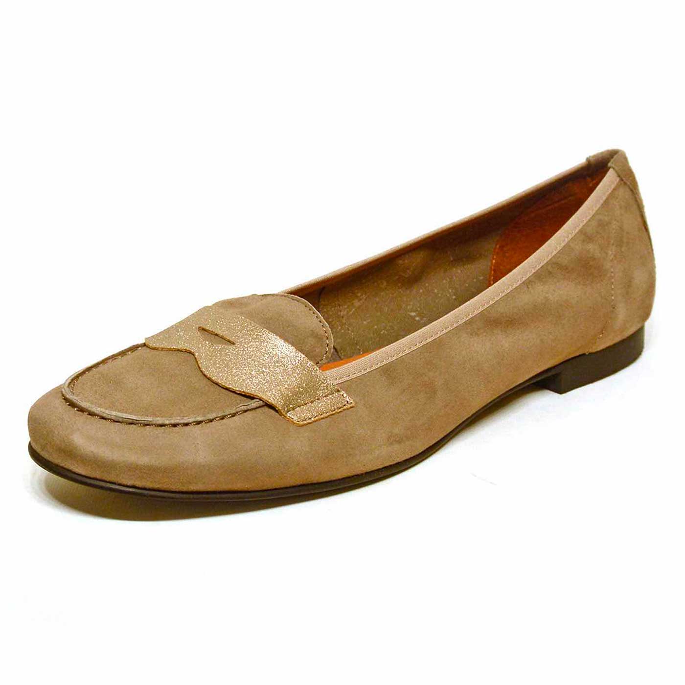 mocassins velours beige, chaussures femme grande taille