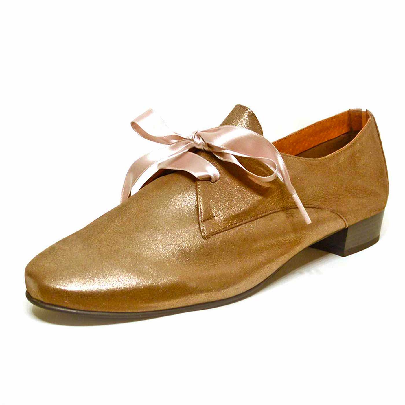 cyclistes cuir lisse bronze, chaussures femme grande taille