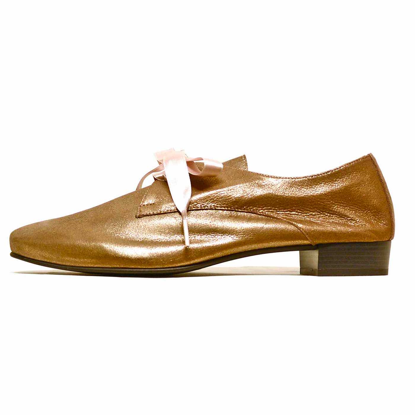 cyclistes cuir lisse bronze, chaussures femme grande taille