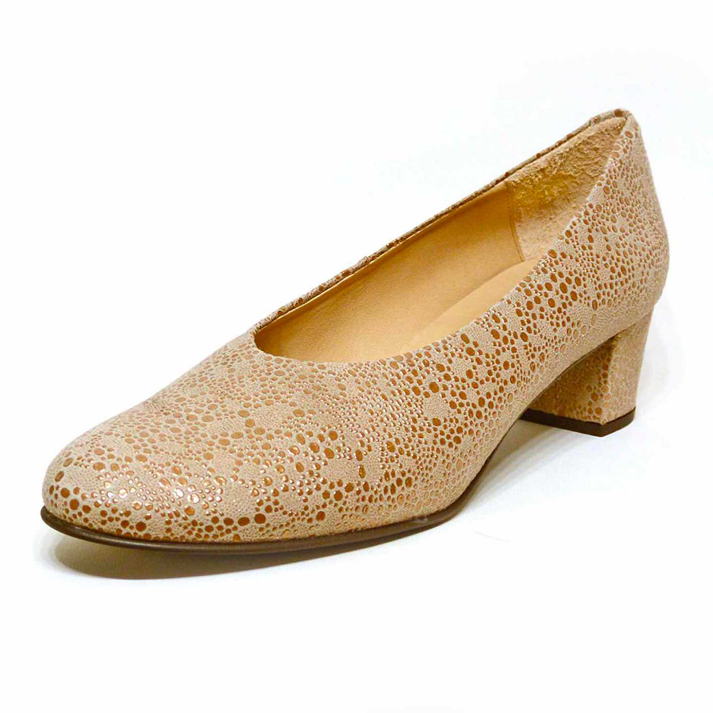 trotteurs cuir lisse beige or, chaussures femme grande taille