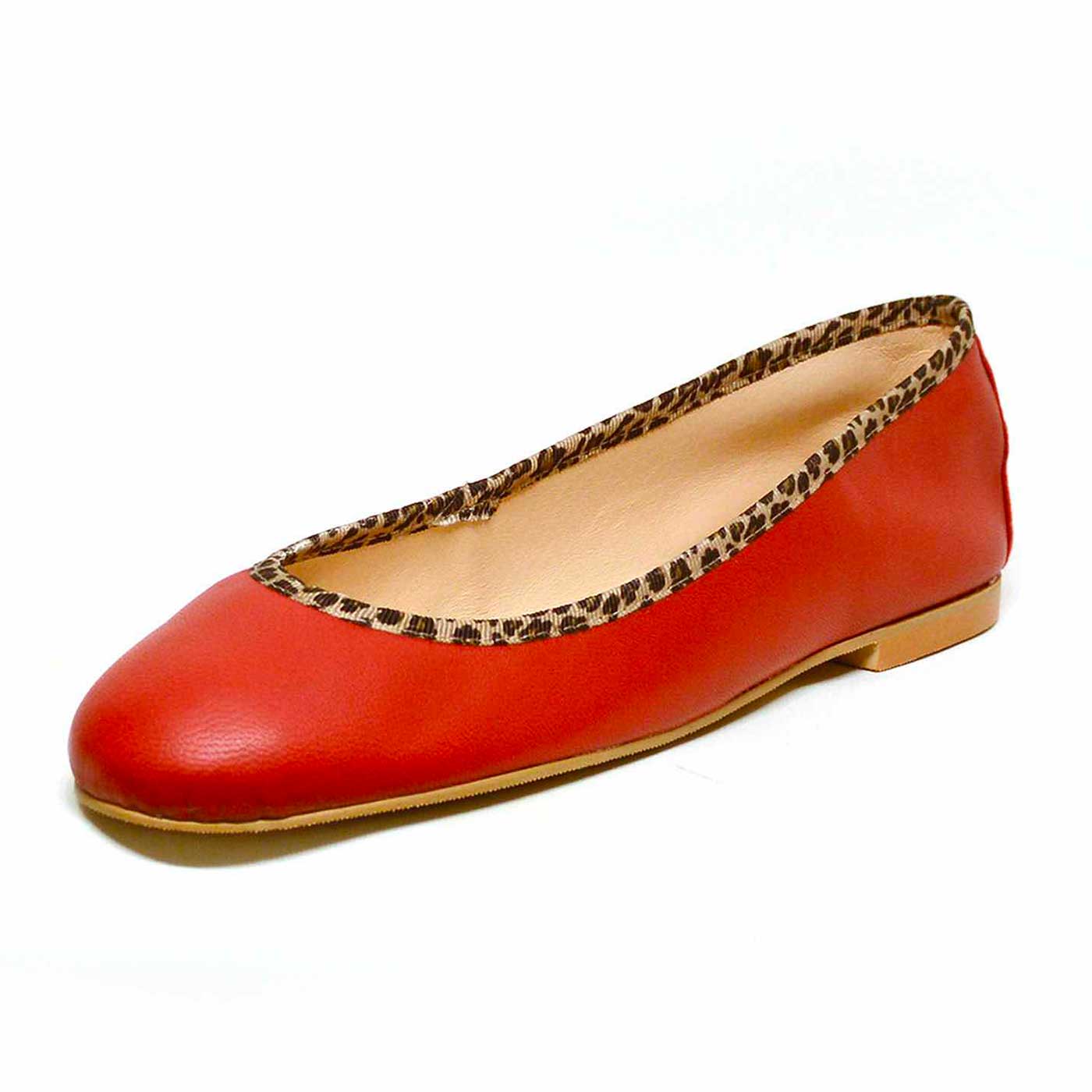 ballerines cuir lisse rouge, chaussures femme grande taille