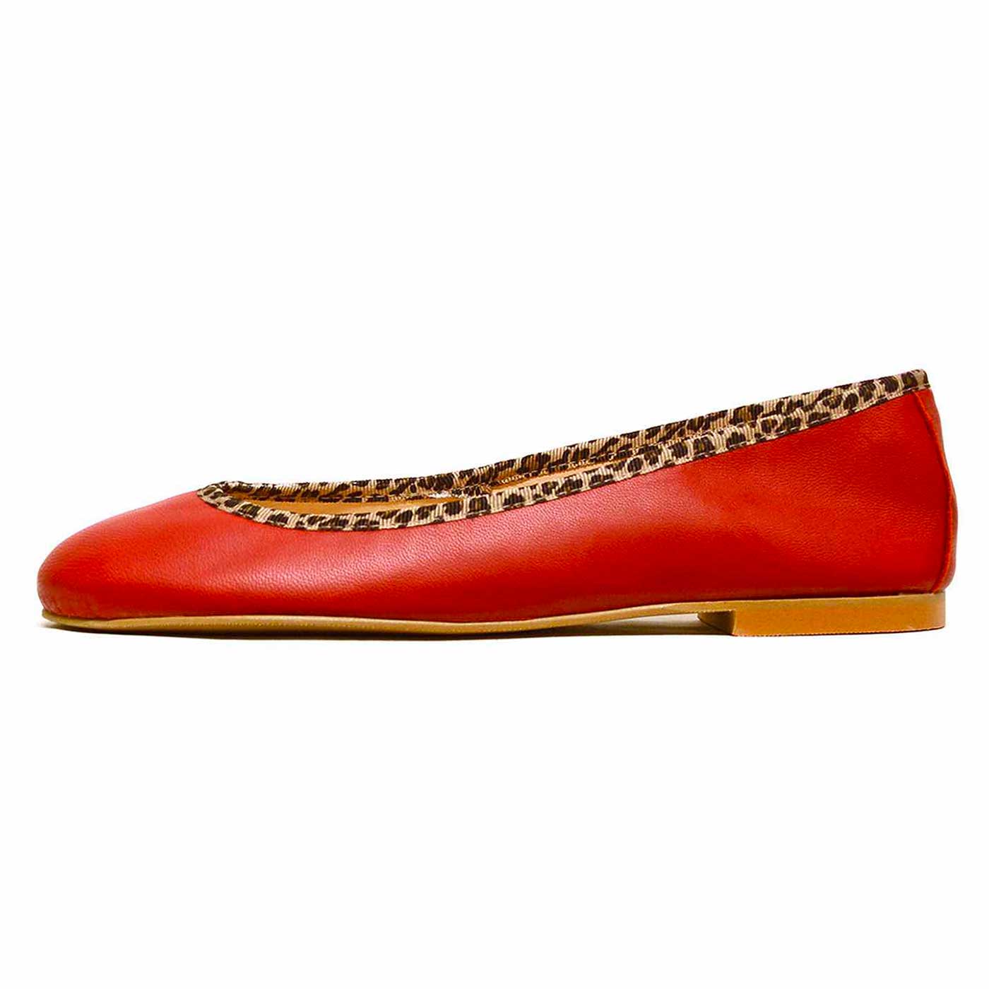 ballerines cuir lisse rouge, chaussures femme grande taille