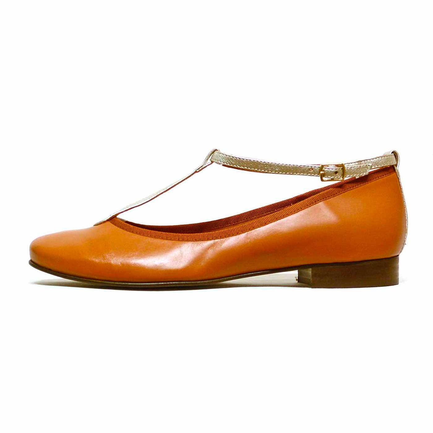 ballerines cuir lisse camel, chaussures femme grande taille