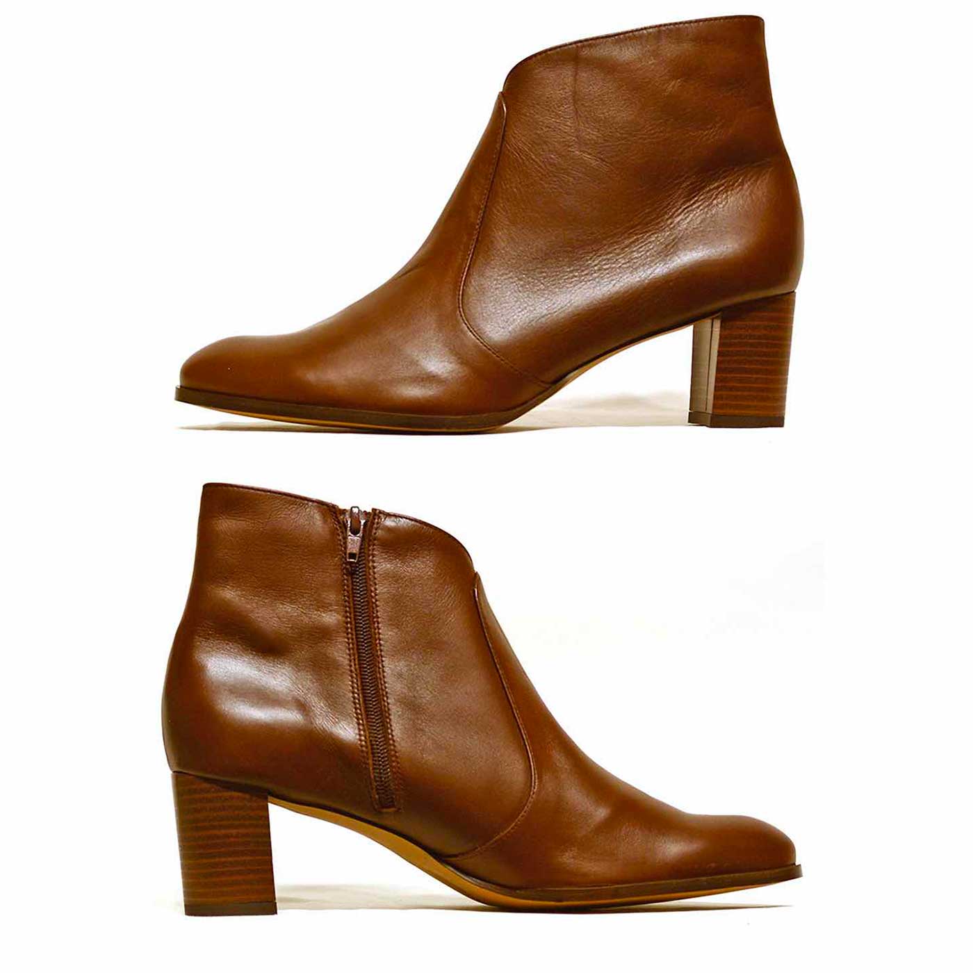 bottines cuir lisse marron, chaussures femme grande taille