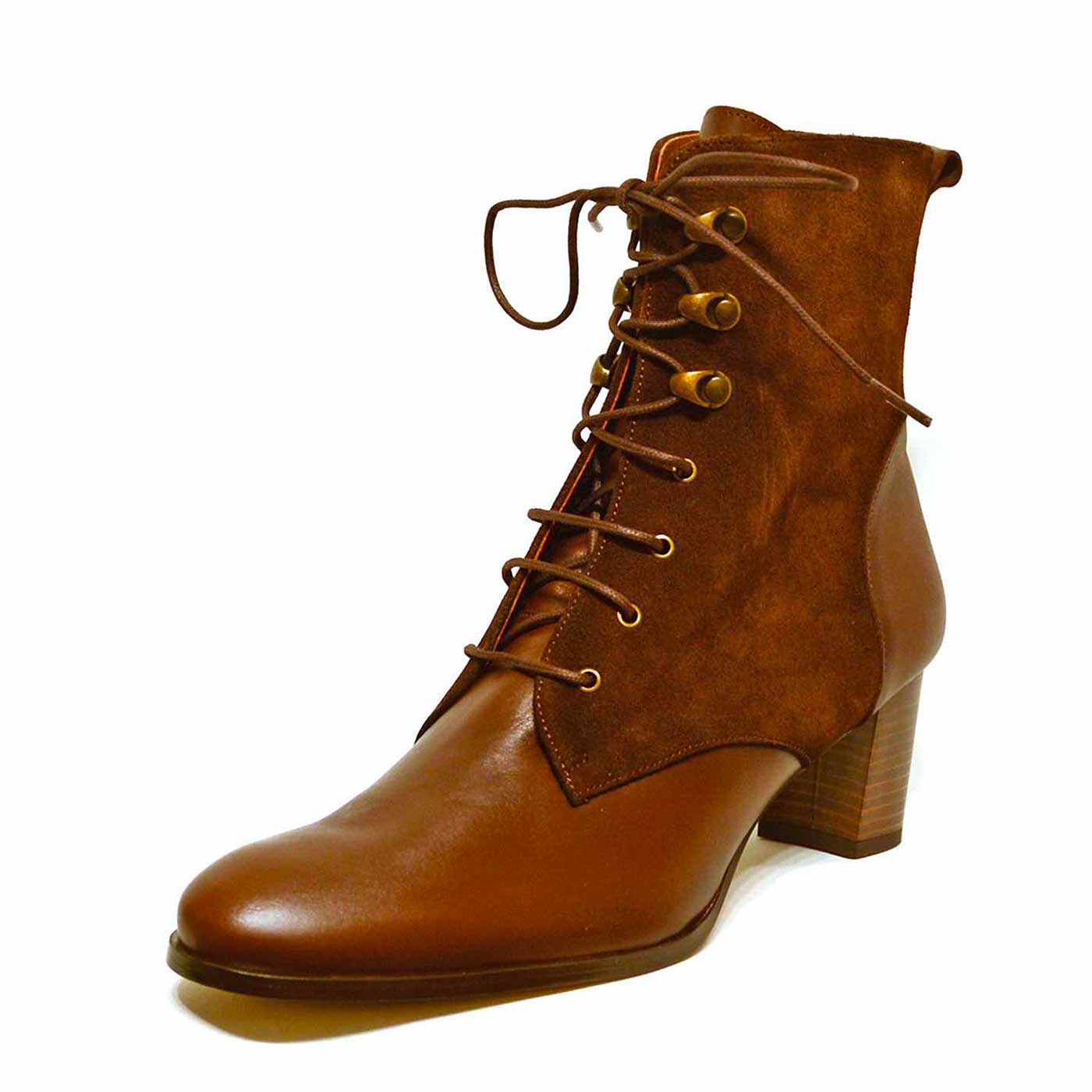 bottines cuir lisse marron, chaussures femme grande taille