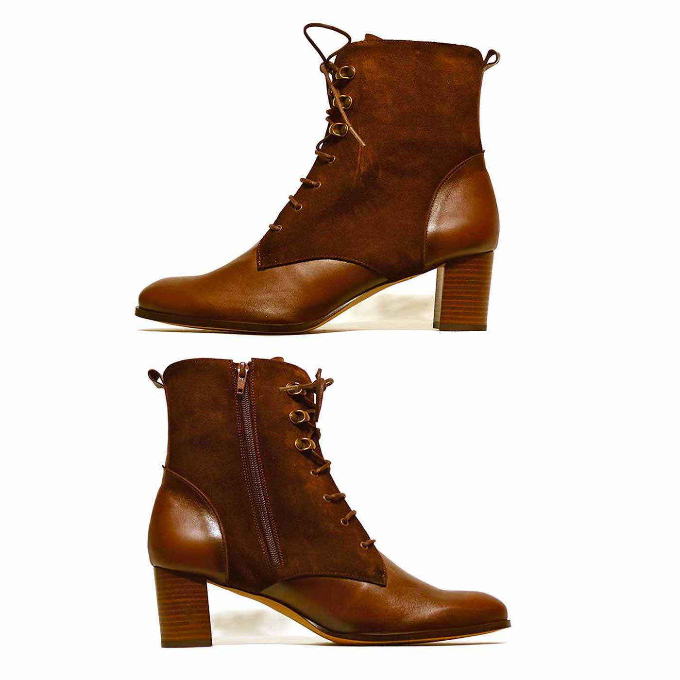 bottines cuir lisse marron, chaussures femme grande taille