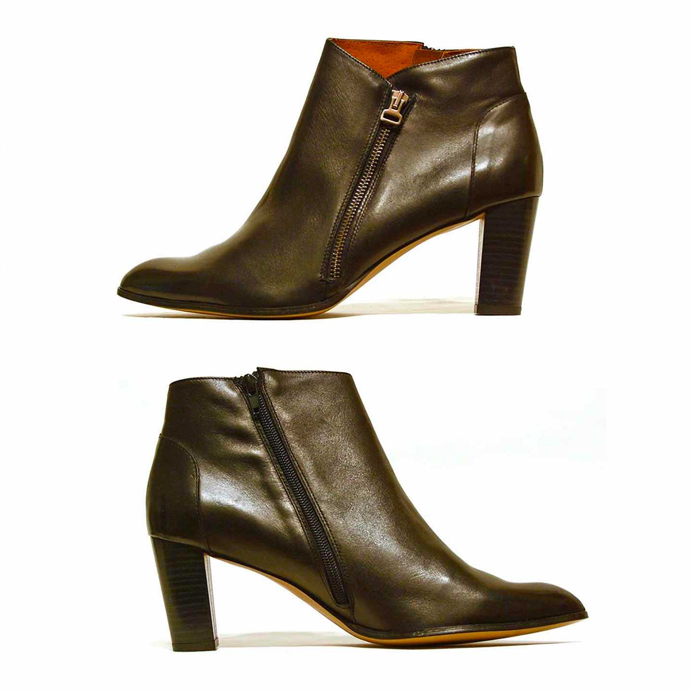 bottines cuir lisse noir, chaussures femme grande taille