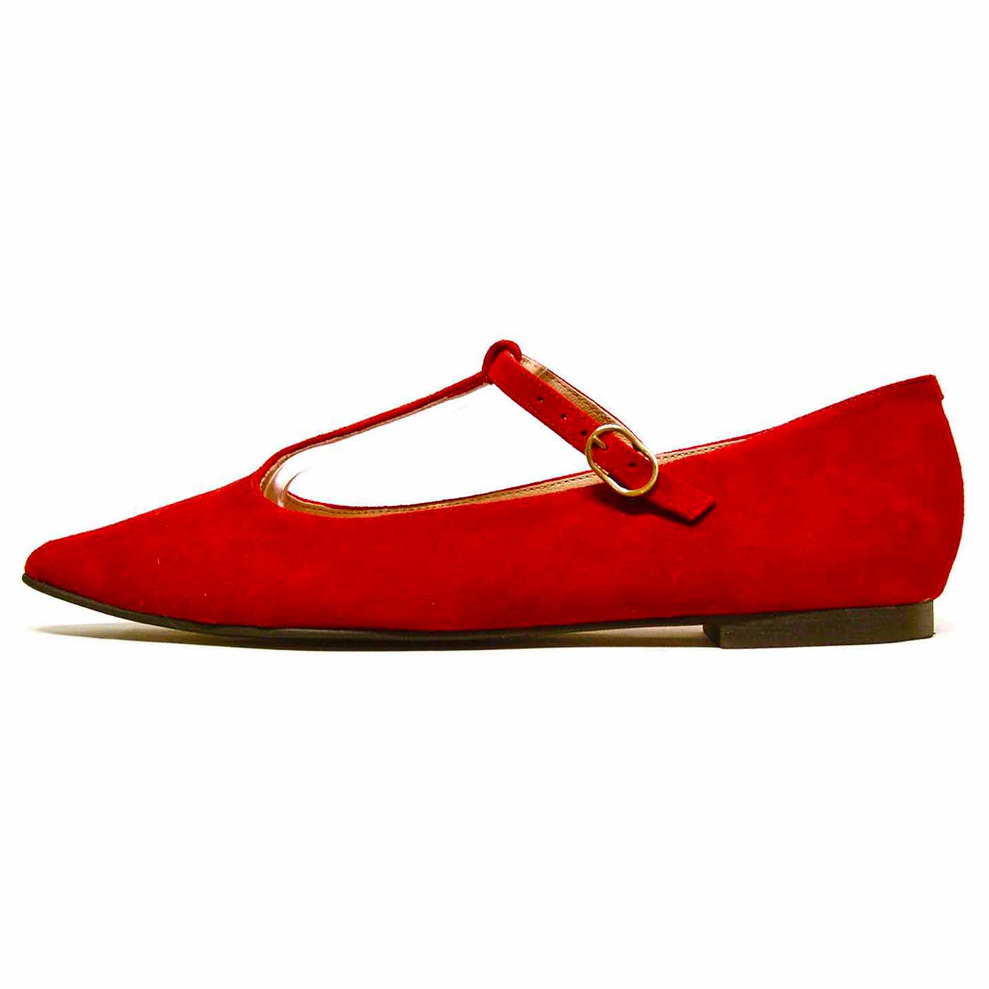 ballerines velours rouge, chaussures femme grande taille