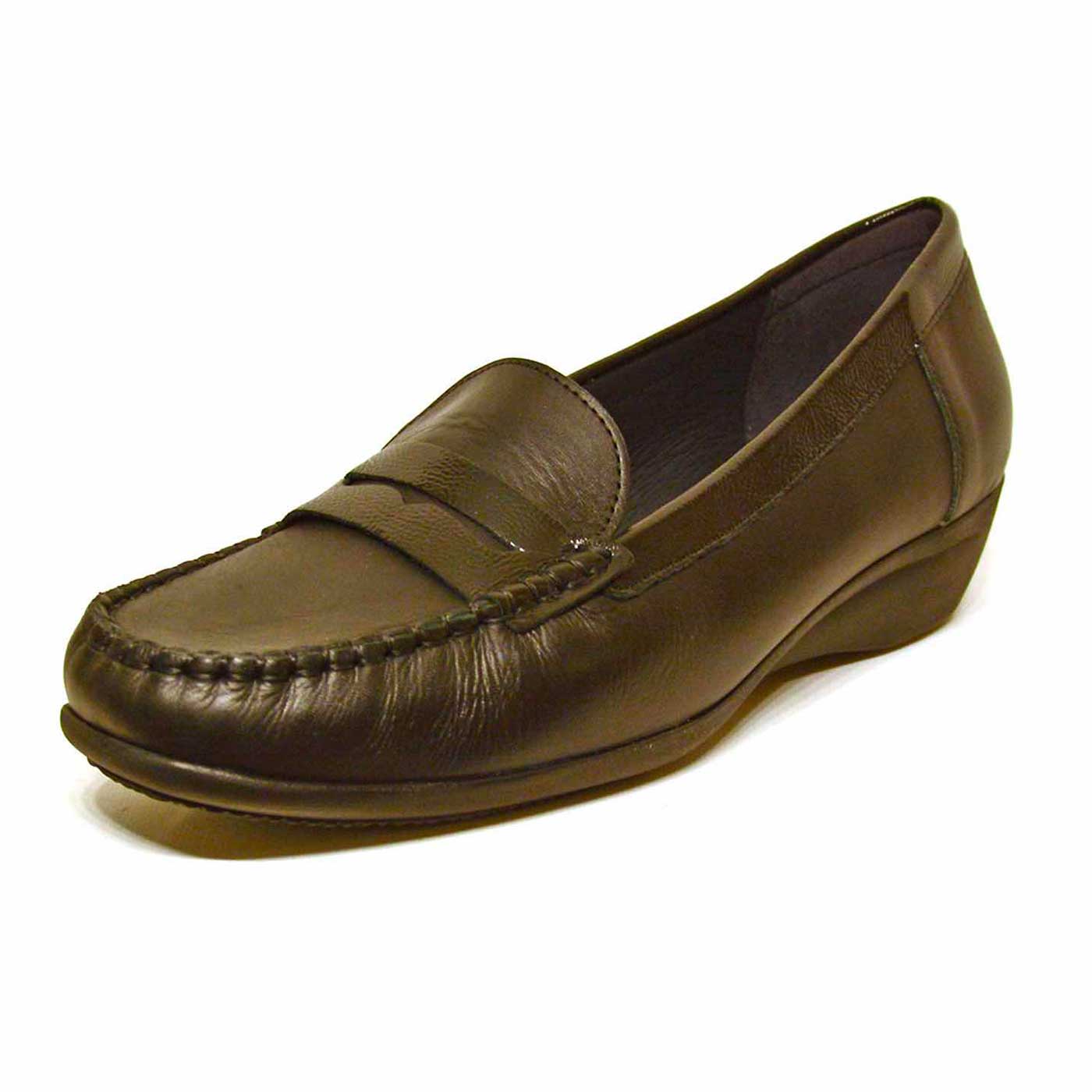 mocassins cuir lisse noir, chaussures femme grande taille