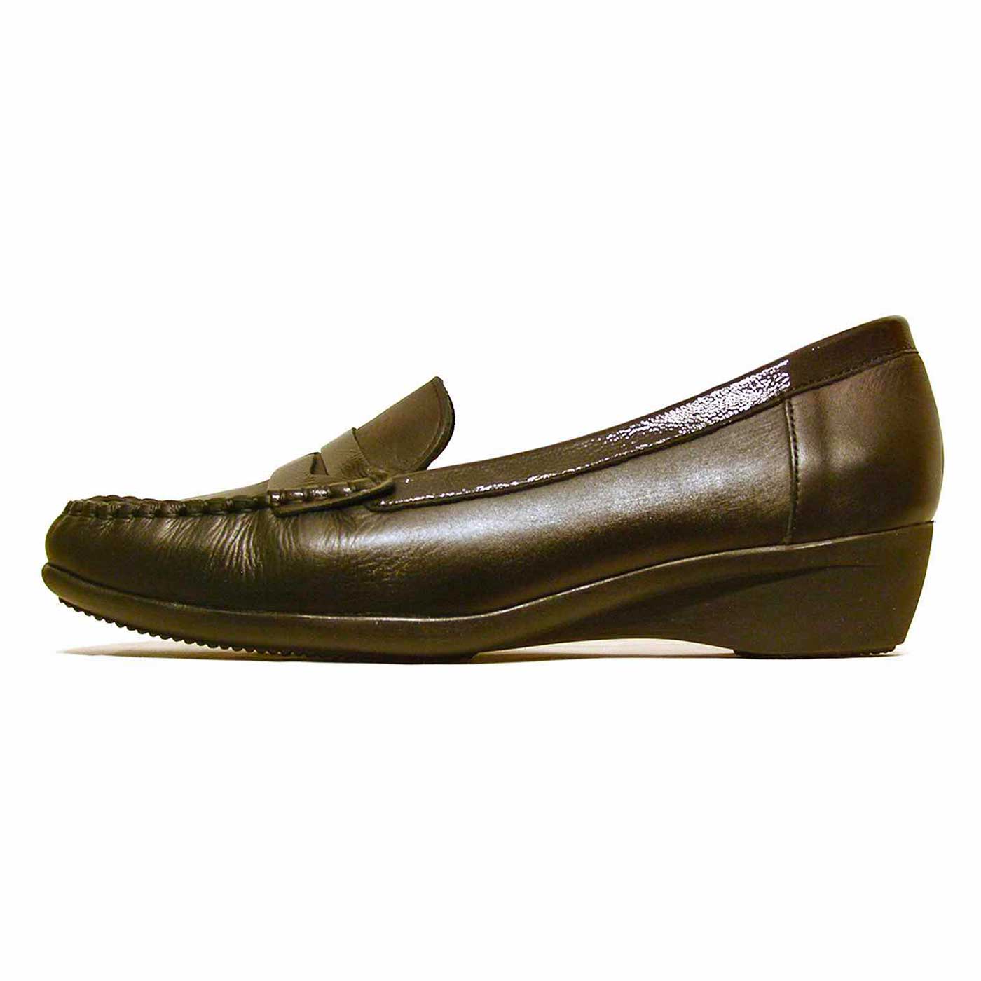 mocassins cuir lisse noir, chaussures femme grande taille