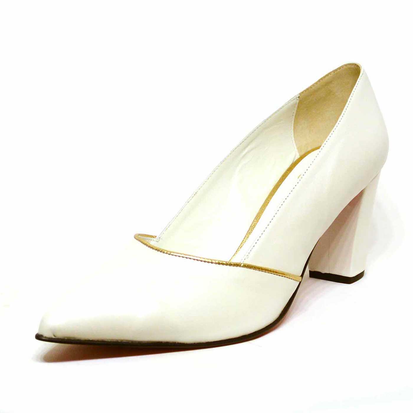 escarpins cuir lisse blanc, chaussures femme grande taille